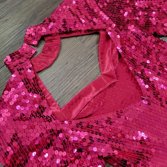 VINTAGE Pink Sequin Mini Dress SIZE 4 - Picture 5 of 6